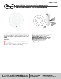 Thumbnail of document Manual - OSC-200 Omnidirectional Occupancy Sensor